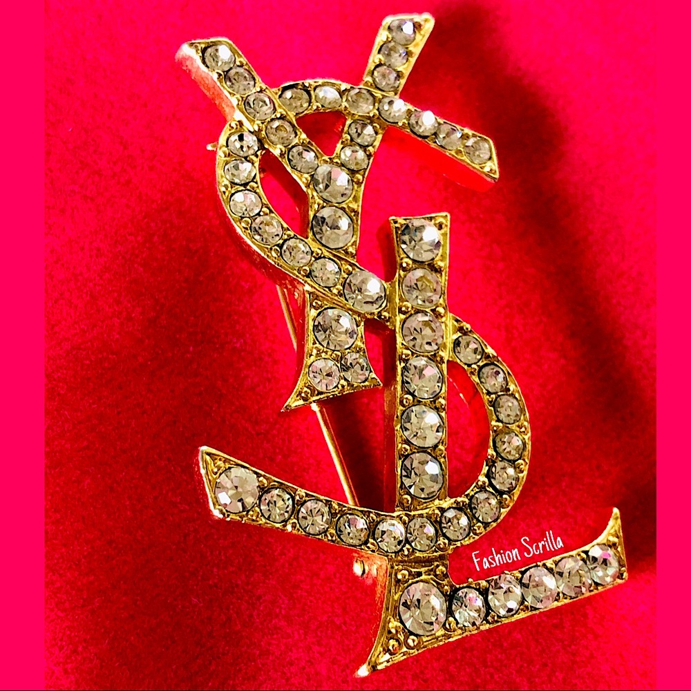 Yves Saint Laurent Gold Opyum Diamanté Crystal Vintage Brooch - Picture 5 of 5